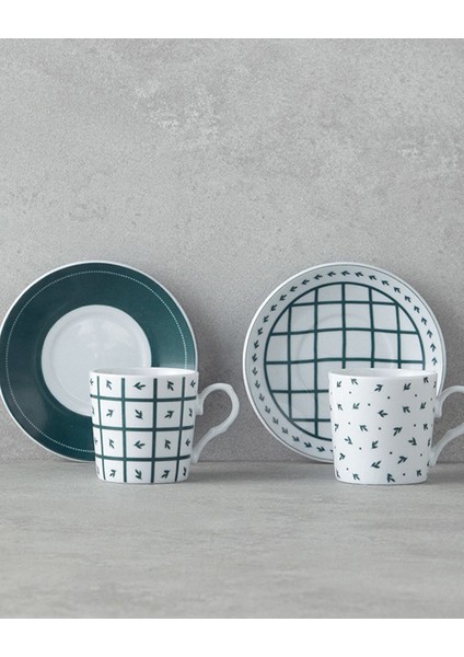 Yeşil ve Bordo 4'lü Kahve Fincan Takımı, Şık ve Kullanışlı Tasarım fiyatları