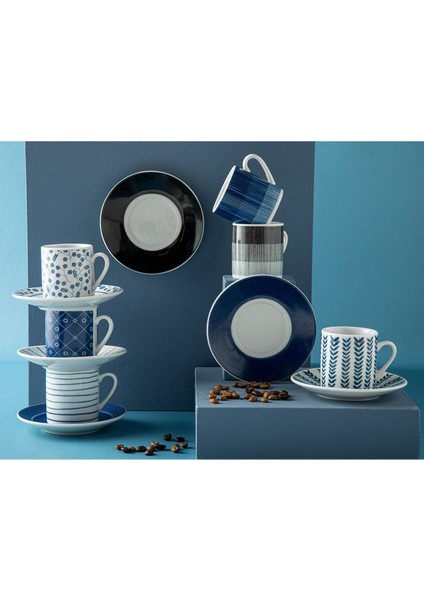 2’li Porselen Kahve Fincan Takımı, Siyah-Lacivert, 80 ml modelleri