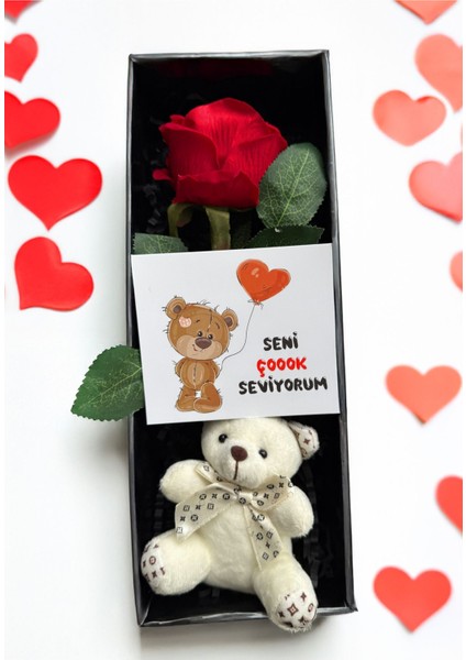 Sevgiliye Ayıcıklı ve Kırmızı Güllü Romantik Hediye Seti Sevgiliye Özel Sevgiliye Çiçek