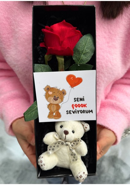 Sevgiliye Ayıcıklı ve Kırmızı Güllü Romantik Hediye Seti Sevgiliye Özel Sevgiliye Çiçek fiyatları