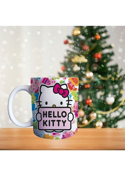 Hello Kitty - Rengarenk Hello Kitty - En Güzel Hediye Çizgi Film Temalı Porselen Kupa