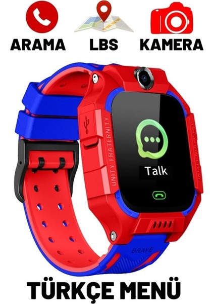 Kırmızı Akıllı Çocuk Saati, Takip ve Kamera Özellikli Uzaktan Dinlemeli