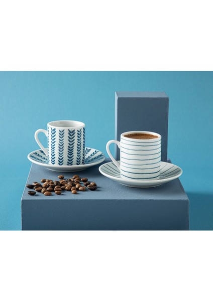 2'li Porselen Kahve Fincanı Takımı, 80 Ml, Şık Lacivert Renk Seçeneği