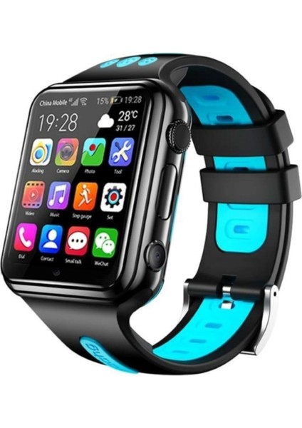 4g Görüntülü Çocuk Saati, Çift Kamera, Gps, Wi-Fi, Android, Mavi-Siyah