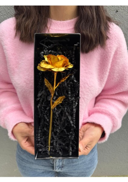 Hediyelik Siyah Kutuda Gold Sonsuzluk Gülü Sevgiliye Hediye Kadina Hediye Arkadasa Hediye Cicek modelleri