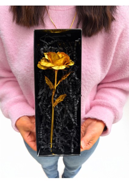 Hediyelik Siyah Kutuda Gold Sonsuzluk Gülü Sevgiliye Hediye Kadina Hediye Arkadasa Hediye Cicek fırsatları