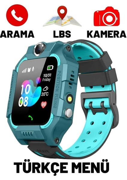 Koyu Yeşil Akıllı Çocuk Saati Sim Kartlı Konum Takipli, Güvenli ve Kullanışlı
