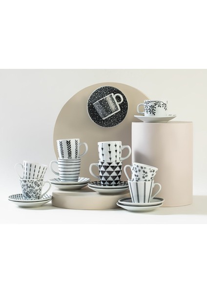 Şık 2'li Porselen Kahve Fincanı Takımı, 80 Ml, Siyah modelleri