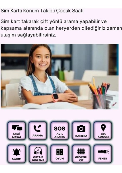 Çocuklar Için Konum Takipli Akıllı Saat, Lbs ve Sos Özellikli, Mavi modelleri
