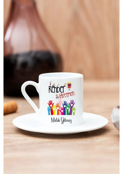 Özel Tasarımlı Öğretmen Temalı Kahve Fincanı, Beyaz Renk