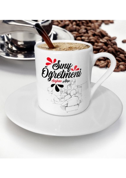 Kişiye Özel Renkli Sınıf Öğretmeni Türk Kahvesi Fincanı