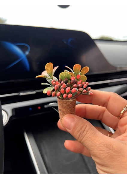 Dekoratif Mini Araç Kokusu|el Yapımı Mantar Saksı Çiçek Oto Klima Süsü|difüzör(Kokusuz)Pembe fiyatları