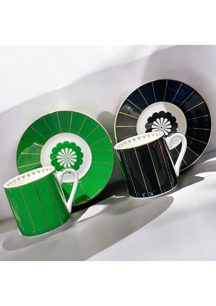 Renkli 2 Kişilik Porselen Kahve Fincan Takımı