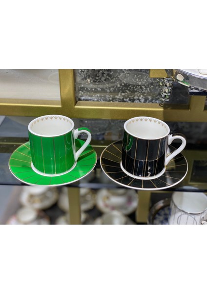 Renkli 2 Kişilik Porselen Kahve Fincan Takımı fiyatları