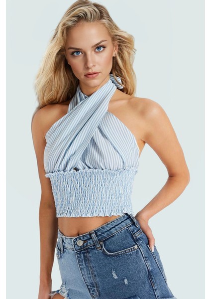 Rahat Kesim Çizgili Kolsuz Bluz Yazlık Dokuma Kumaş Seçkin Malzeme Mükemmel Uyum