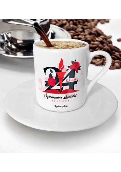 Kişiye Özel Öğretmenler Günü Türk Kahvesi Fincanı, Renkli ve Şık Tasarım