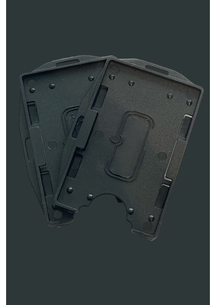 2 Adet Siyah Yatay ve Dikey Çift Hazneli Kart Koruyucu Kimlik Kartı Kabı