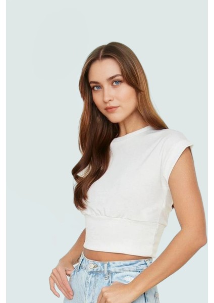 Kolsuz Crop Bluz Renk Regular Kalıp Polyester Örme Kumaş Profesyonel Görünüm Rahat Kullanım fiyatları