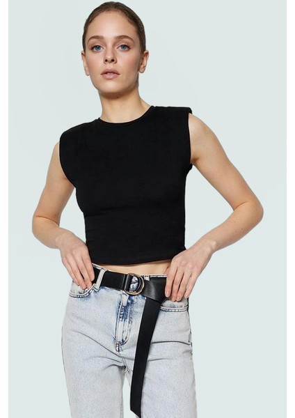 Yazlık Kolsuz Crop Bluz Pamuklu Örme Renk Basic Kalıp Özel Tasarım Uzun Ömürlü Şık Görünüm