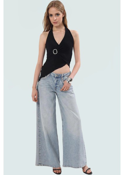 96% Viskoz 4% Elastan Kadın Örme Bluz Halter Yaka Fitted Yazlık Trend Tasarım fiyatları