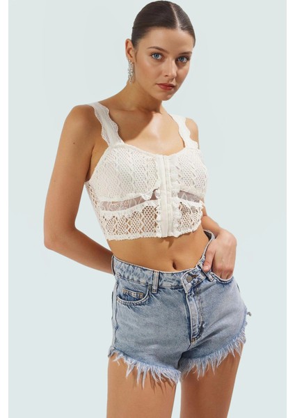 Örme Dantelli Bluz Fitted Kalıp Kolsuz Yazlık Rahat ve Şık Uzun Ömürlü fiyatları