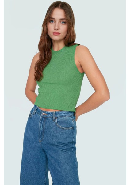 Rahat Kolsuz Triko Bluz Bisiklet Yaka Fitted Kalıp Yazlık Şık Görünüm Yüksek Kalite