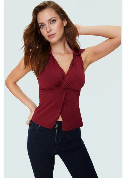 Nefes Alan Örme Bluz Polo Yaka Fitted Yaz Koleksiyonu Rahat ve Şık Günlük Kullanım Için