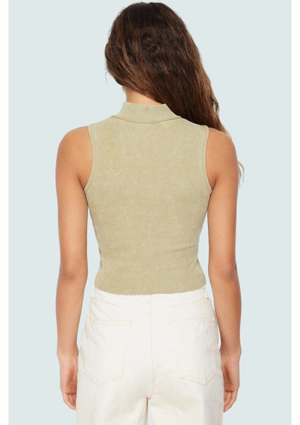 Kaşkorse Örme Bluz Crop Fitted Halter Yaka Fermuarlı Detay Trend Tasarım Premium Kalite modelleri