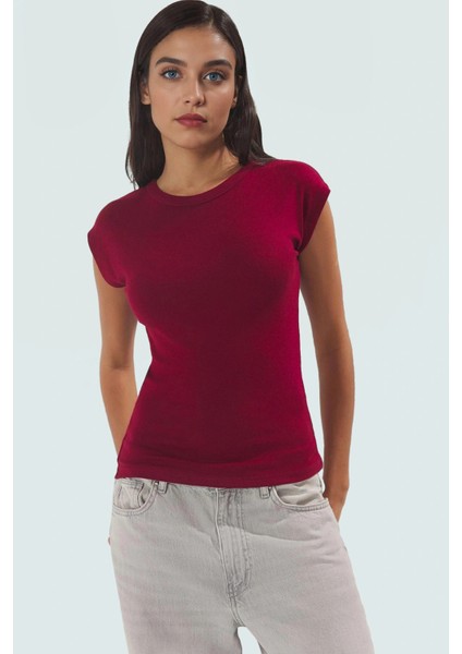 Rahat Kesim Bluz Bisiklet Yaka Viskoz Ribana Kumaş Günlük Stil Trend Tasarım ve Şık fiyatları