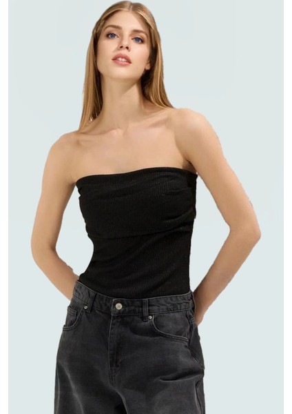 Rahat Yazlık Polyester Bluz Straplez Triko Örme Uzun Ömürlü Modern Stil Konforlu Kesim