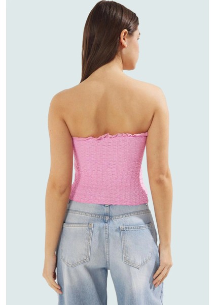 Straplez Büzgü Detaylı Örme Bluz Fitted Yazlık Esnek Modern Stil Özel Tasarım Mükemmel Uyum modelleri