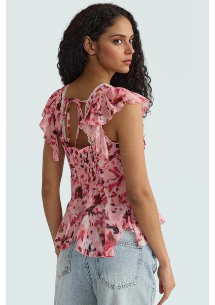 Yazlık Kolsuz Şifon Bluz V Yaka Çiçek Desenli Polyester Kumaş Premium Kalite Yüksek modelleri