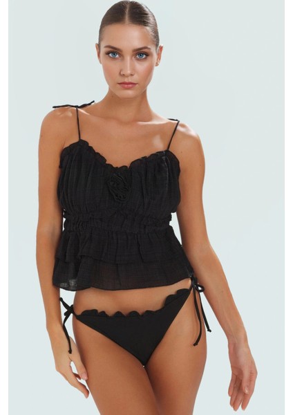 Pamuklu Viskoz Keten Görünümlü Bluz Yazlık Plaj Crop Rahat Trend Tasarım Seçkin Malzeme fiyatları