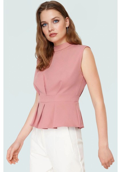 Fitted Bisiklet Yaka Bluz Nefes Alan Polyester Kumaştan Iş Giysisi Rahat ve Şık Modern Stil