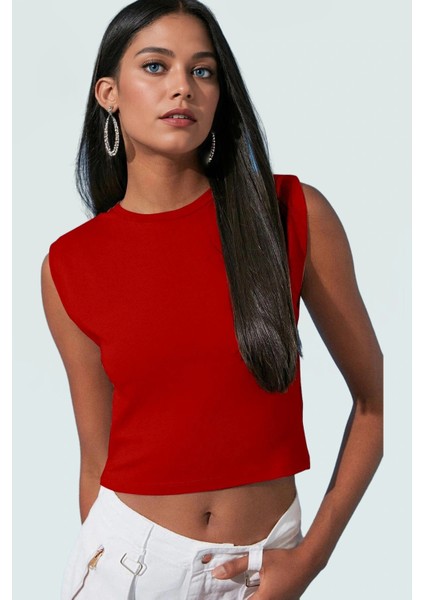 Yazlık Kolsuz Crop Bluz Pamuklu Örme Renk Basic Kalıp Özel Tasarım Uzun Ömürlü Şık Görünüm