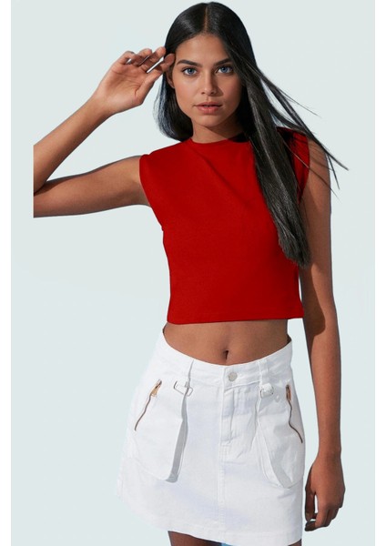 Yazlık Kolsuz Crop Bluz Pamuklu Örme Renk Basic Kalıp Özel Tasarım Uzun Ömürlü Şık Görünüm fiyatları