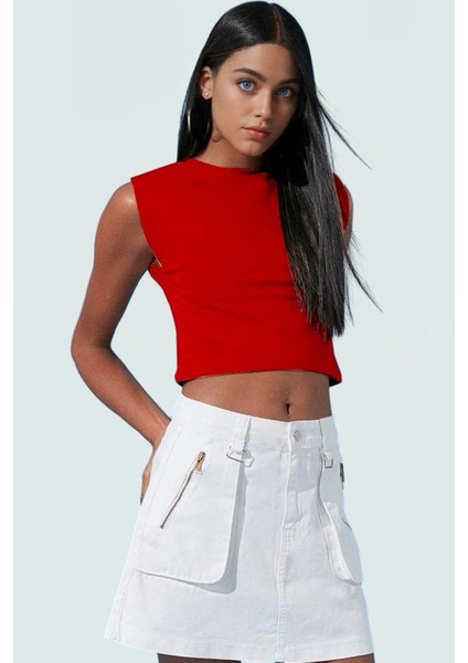 Yazlık Kolsuz Crop Bluz Pamuklu Örme Renk Basic Kalıp Özel Tasarım Uzun Ömürlü Şık Görünüm modelleri