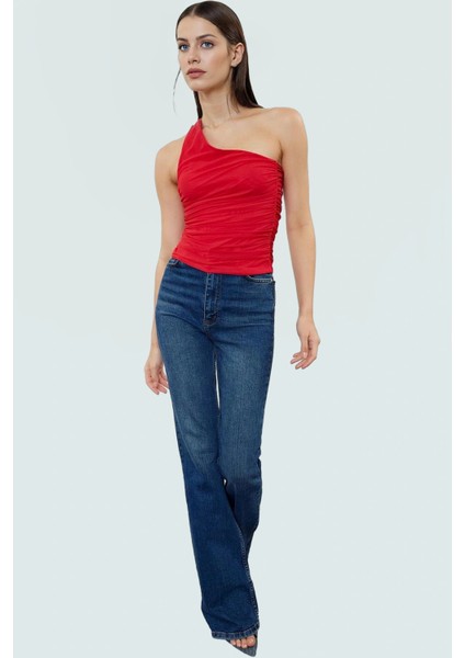 Polyester Elastan Bluz Bağlamalı Asimetrik Yaka Kolsuz Fitted Kalıp Yazlık fiyatları
