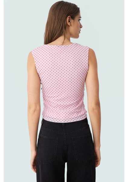 Basic Crop Bluz Örme Tül Kumaş Kare Yaka Günlük Stil Modern Konforlu Kesim Seçkin Malzeme modelleri