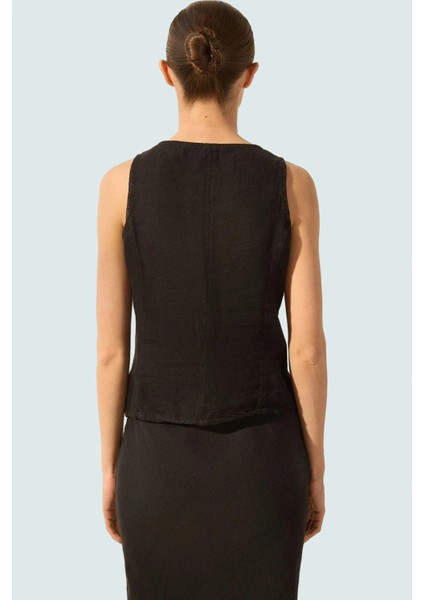 100 Keten Dokuma Bluz Crop Degaje Yaka Yaz Seçkin Malzeme Özenle Seçilmiş Uzun Ömürlü modelleri