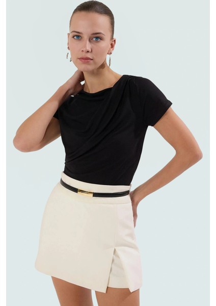 Asimetrik Yaka Basic Bluz 97 Viskoz 3 Elastan Örme Kumaş Yazlık Dayanıklı Malzeme fiyatları