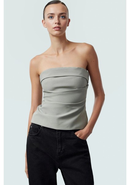 Basic Straplez Bluz %88 Polyester %12 Elastan Renk Yazlık Günlük Kullanım Için