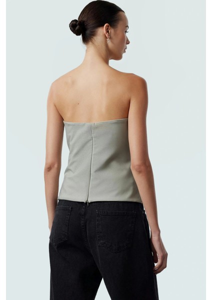 Basic Straplez Bluz %88 Polyester %12 Elastan Renk Yazlık Günlük Kullanım Için fiyatları