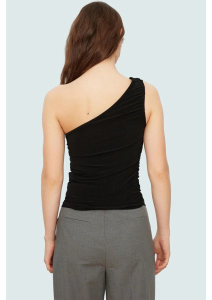 Fitted Tek Omuz Bluz Esnek Örme Crop Boy Modern Stil Premium Kalite Seçkin Malzeme modelleri