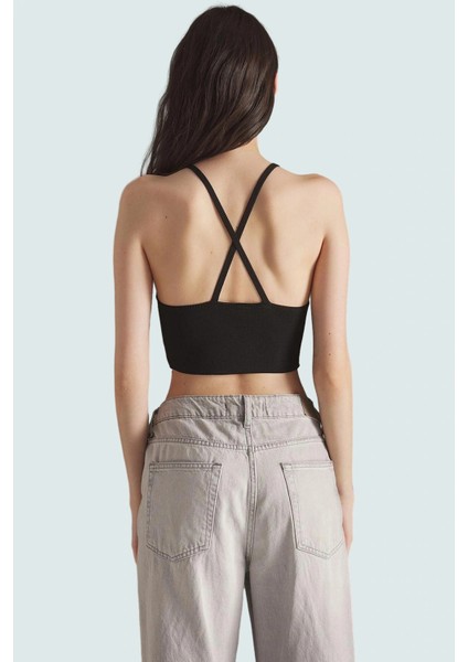 Super Crop Triko Bluz V Yaka Fitted Kalıp Günlük Kullanım Için Şık Görünüm modelleri