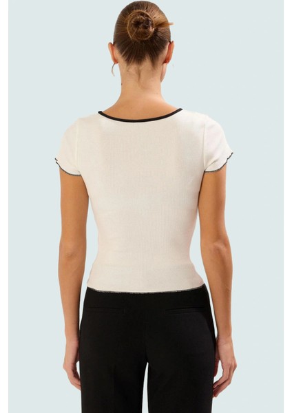 Pamuklu Örme Bluz Fitted Kalıp Havuz Yaka Kısa Kol Modern Stil Trend Tasarım modelleri