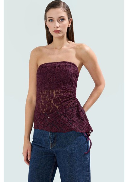 Yazlık Şık Dantel Bluz Straplez Fitted Polyester Kumaş Rahat ve Trend Tasarım fiyatları