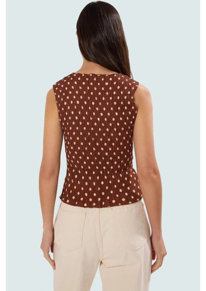 Regular Kolsuz Fitted Bluz Ekose Desenli Polyester Esnek Örme Kumaş Trend Tasarım Özenle Seçilmiş modelleri