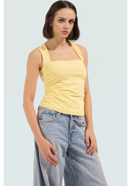 Kadın Yazlık Kolsuz Bluz Pamuklu Rahat Kare Yaka Premium Kalite Modern Stil fiyatları
