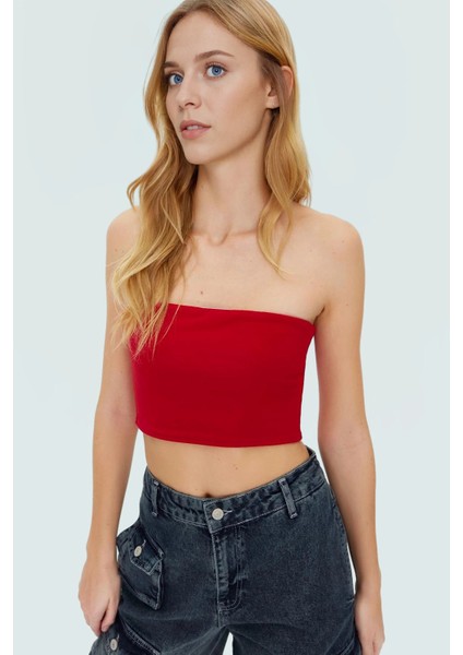 Pamuklu Likralı Penye Super Crop Bluz Rahat Esnek Şık Mükemmel Uyum Özenle Seçilmiş